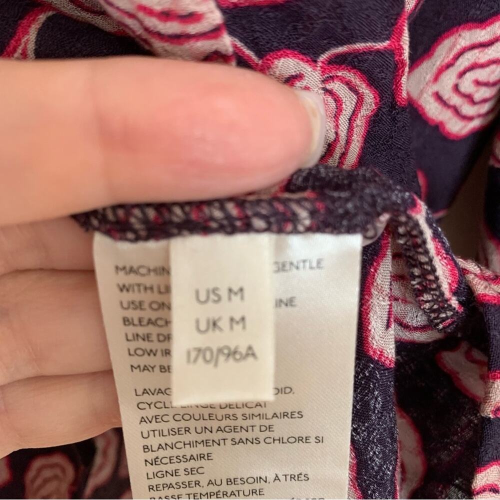 Anthropologie Maeve Navy Pink Cathy Pleated Floral Peasant Blouse - Picture 8 of 8